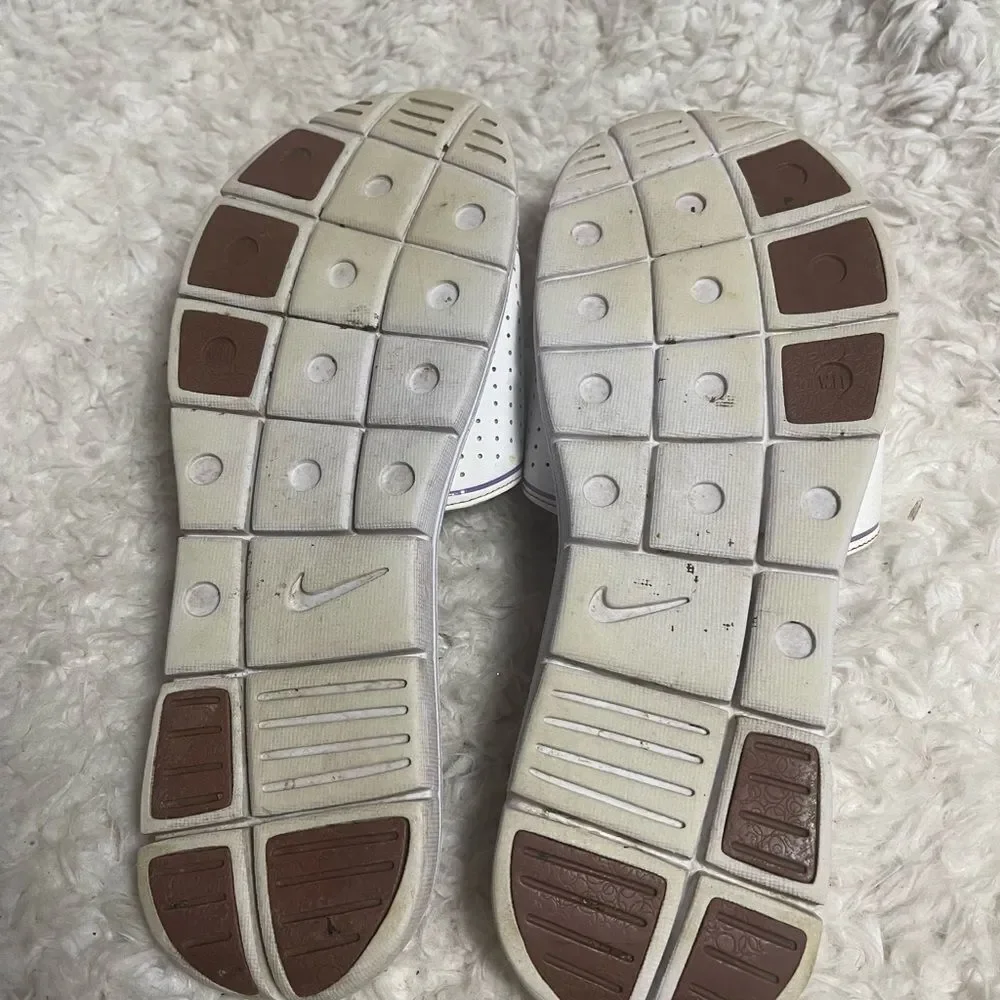 Nike Comfort Footbed Slides Sandals Flip Flops Women  white & Purple SZ11